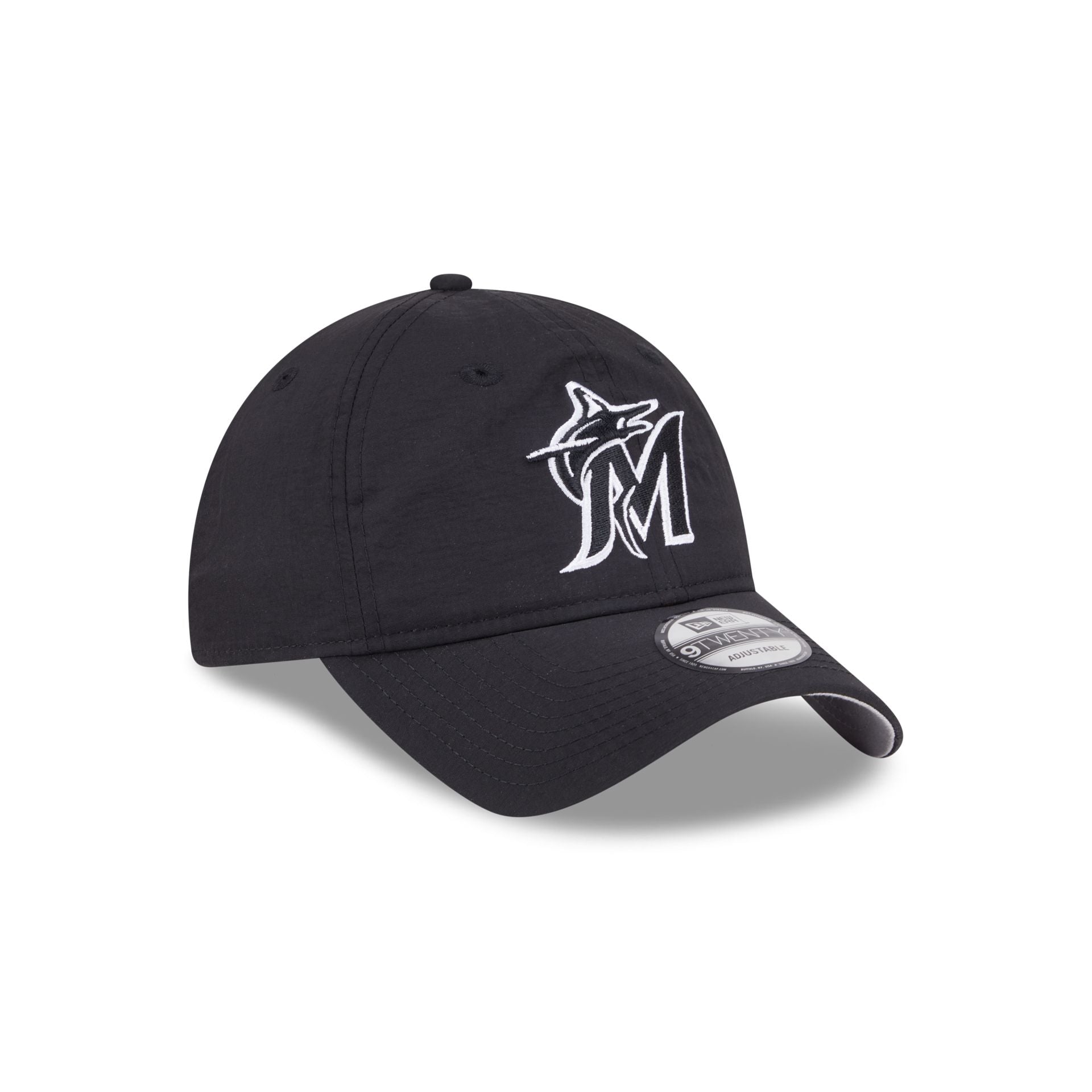Miami Marlins Everyday Nylon Black 9TWENTY Adjustable Hat